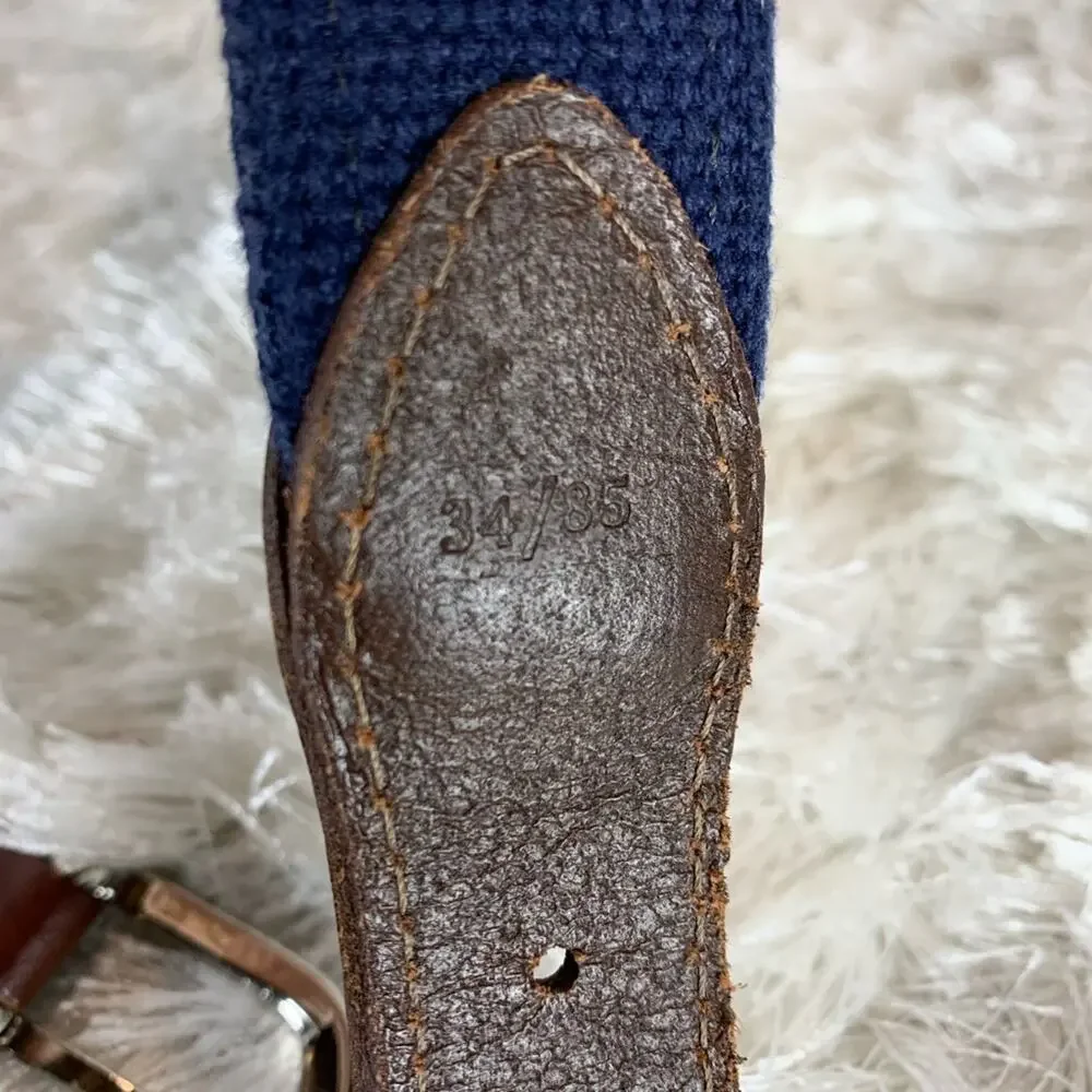 The Belted Cow Lacrosse Canvas Leather Belt 34-35 Preppy